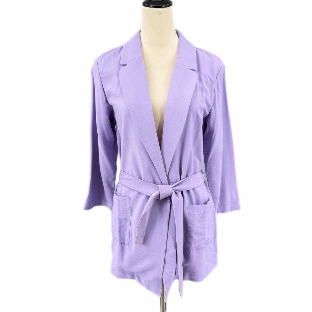 Leith Pastel Lavender Workwear Office Feminine Classy Wrap Long Blazer Jacket